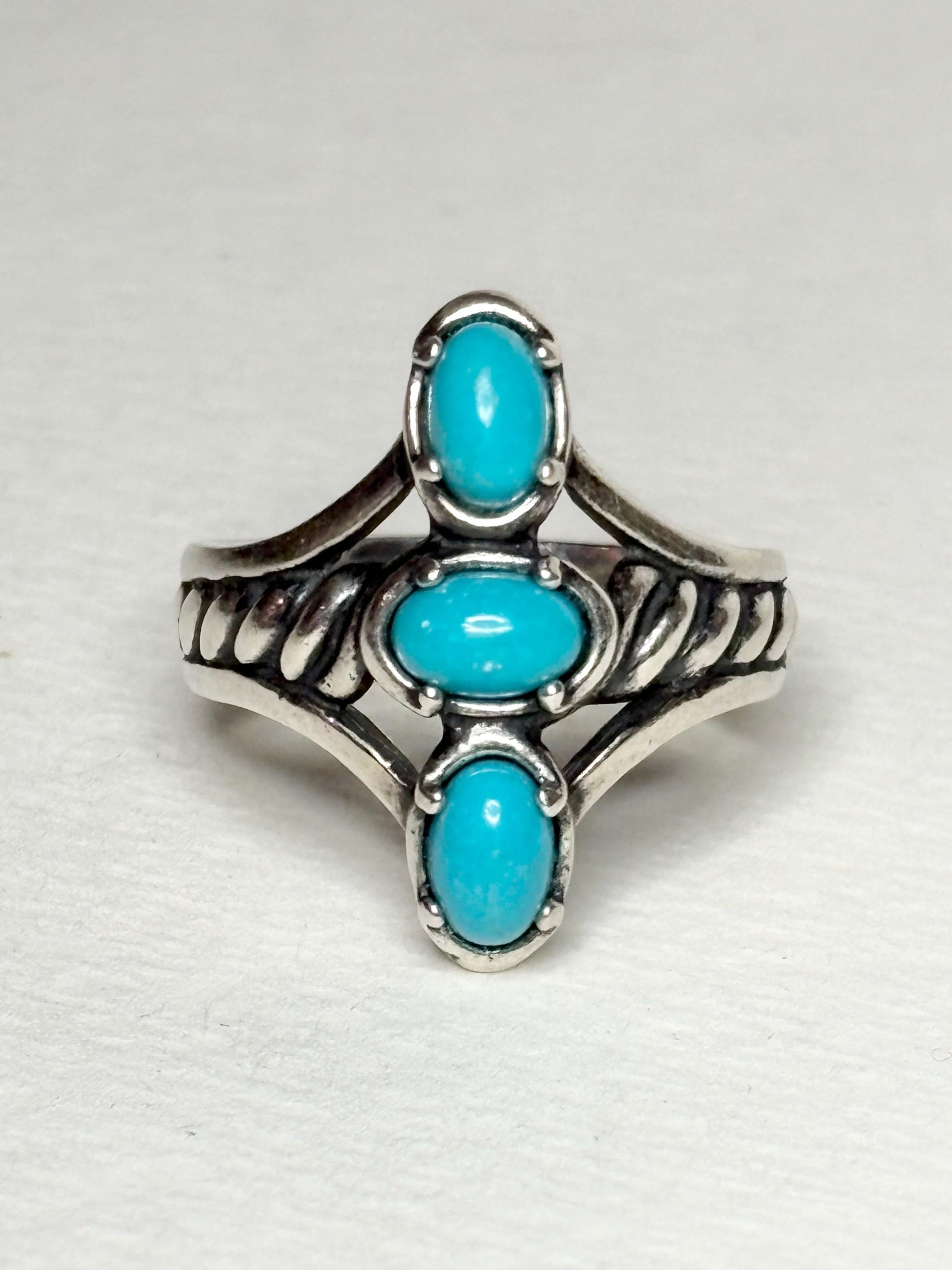 Carolyn Pollack Relios Turquoise Sleeping Beauty Ring Sterling Silver size 7 - NewLifeJewelryVault