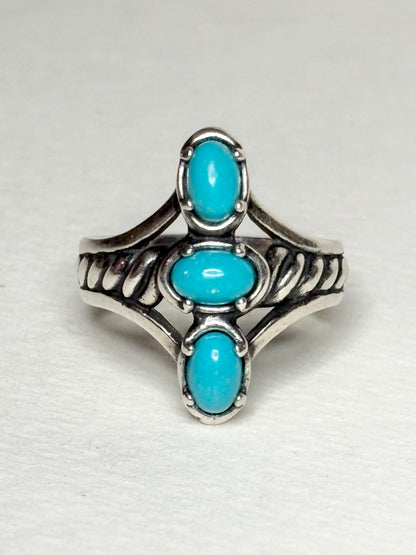 Carolyn Pollack Relios Turquoise Sleeping Beauty Ring Sterling Silver size 7 - NewLifeJewelryVault