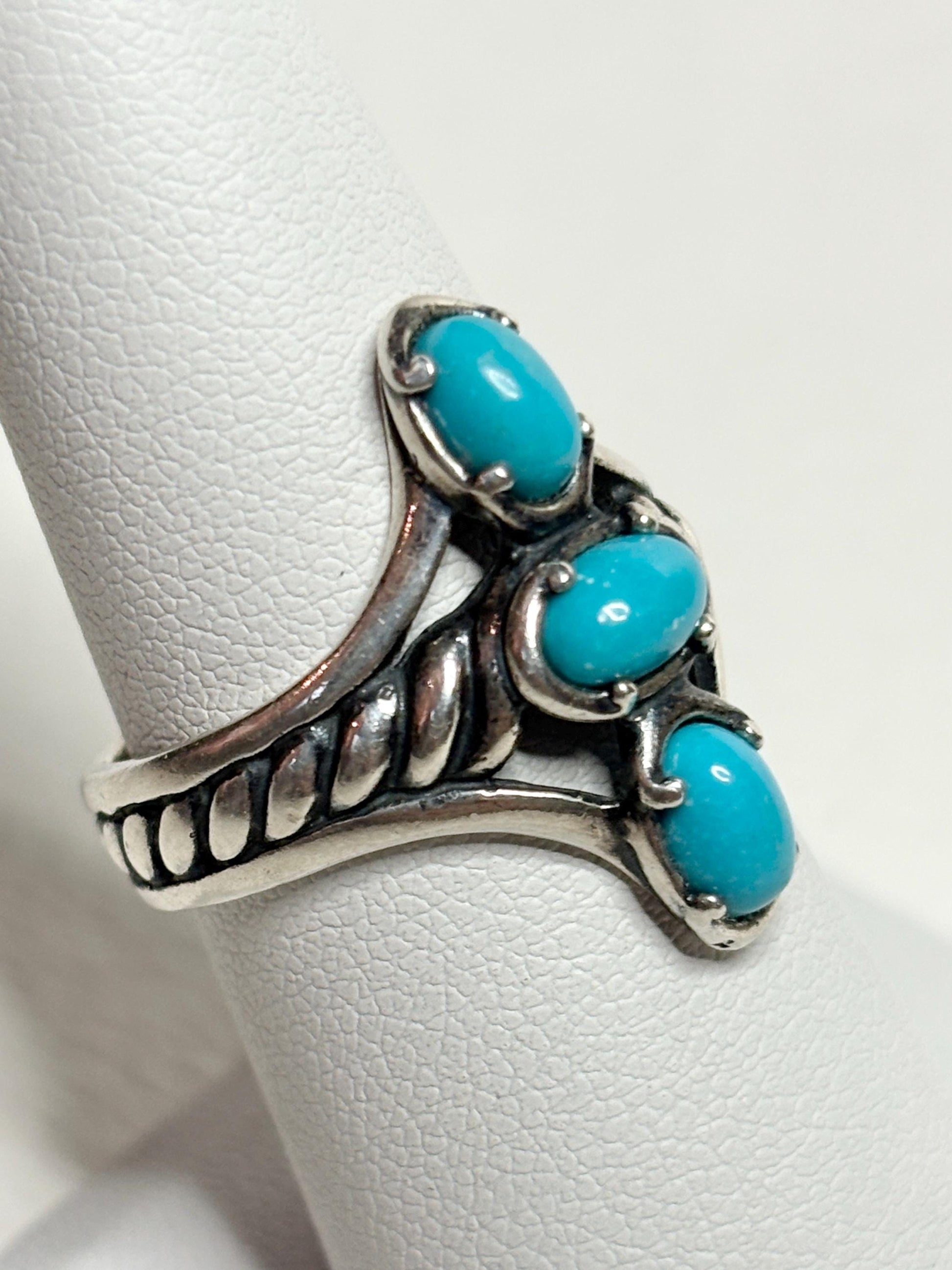 Carolyn Pollack Relios Turquoise Sleeping Beauty Ring Sterling Silver size 7 - NewLifeJewelryVault