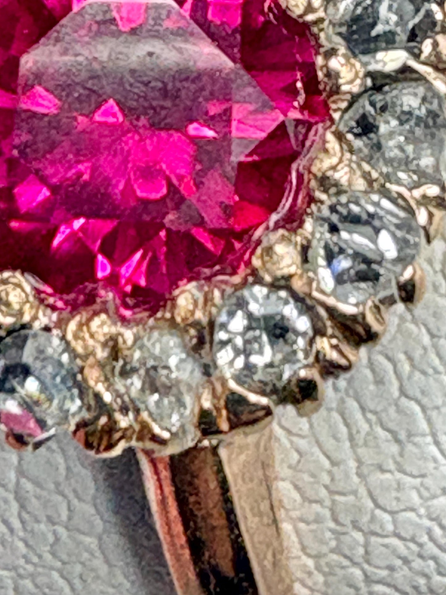 Antique Lab Grown Ruby Natural Diamond Halo Ring Solid 10k Gold size 6.25 - NewLifeJewelryVault