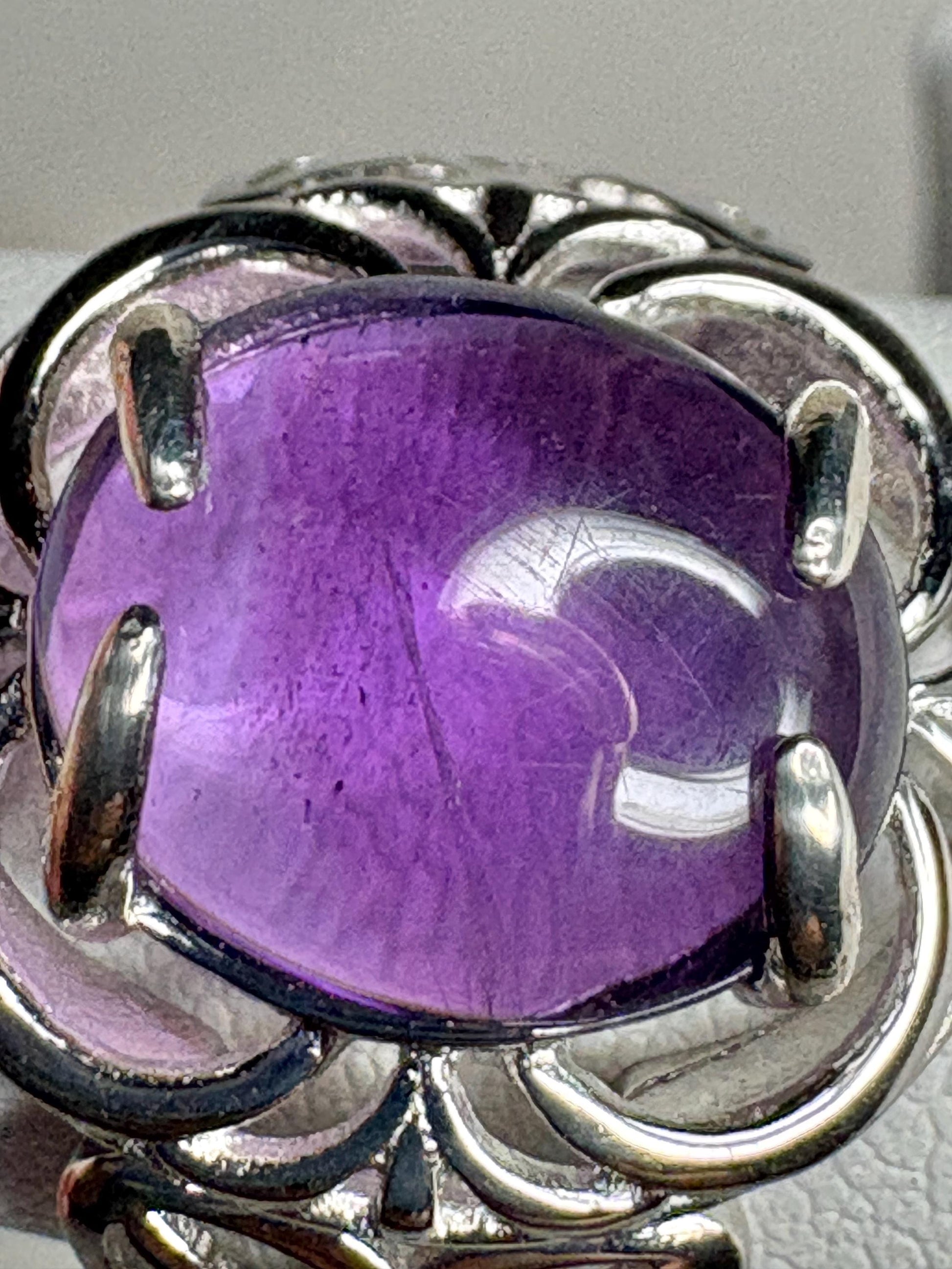 Amethyst Arizona Four Peaks Cabochon Unique Floral Ring Sterling Silver size 7 - NewLifeJewelryVault