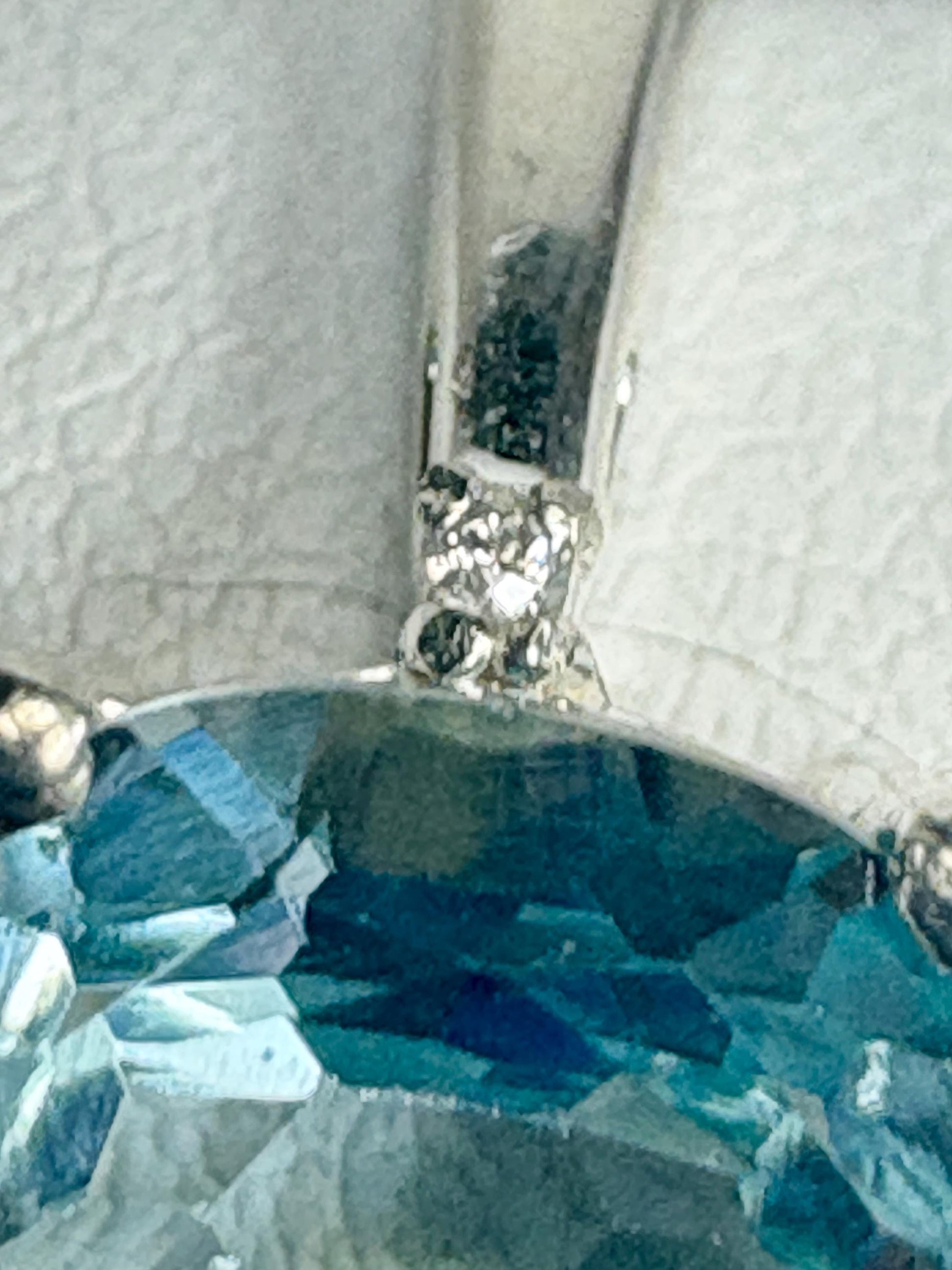 Sky Blue Topaz and Natural Diamond Ring Sterling Silver size 7 - NewLifeJewelryVault