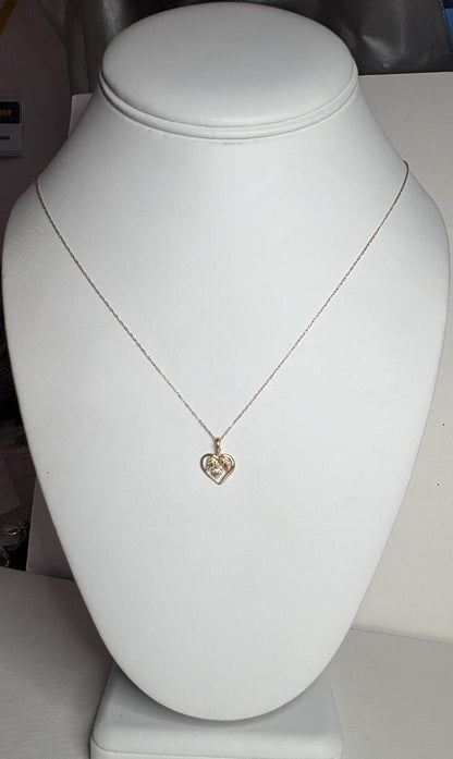Black Hills Gold Natural Diamond Heart Pendant Necklace Solid 10k Gold 18" - NewLifeJewelryVault