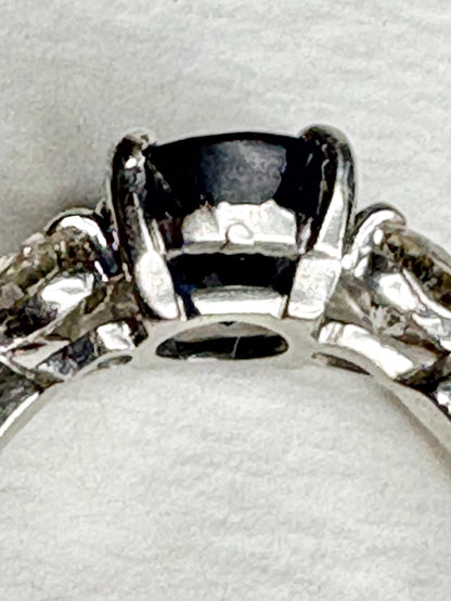 Sapphire and Diamond Platinum Band Ring size 5.5 - NewLifeJewelryVault