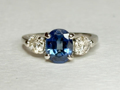Sapphire and Diamond Platinum Band Ring size 5.5 - NewLifeJewelryVault