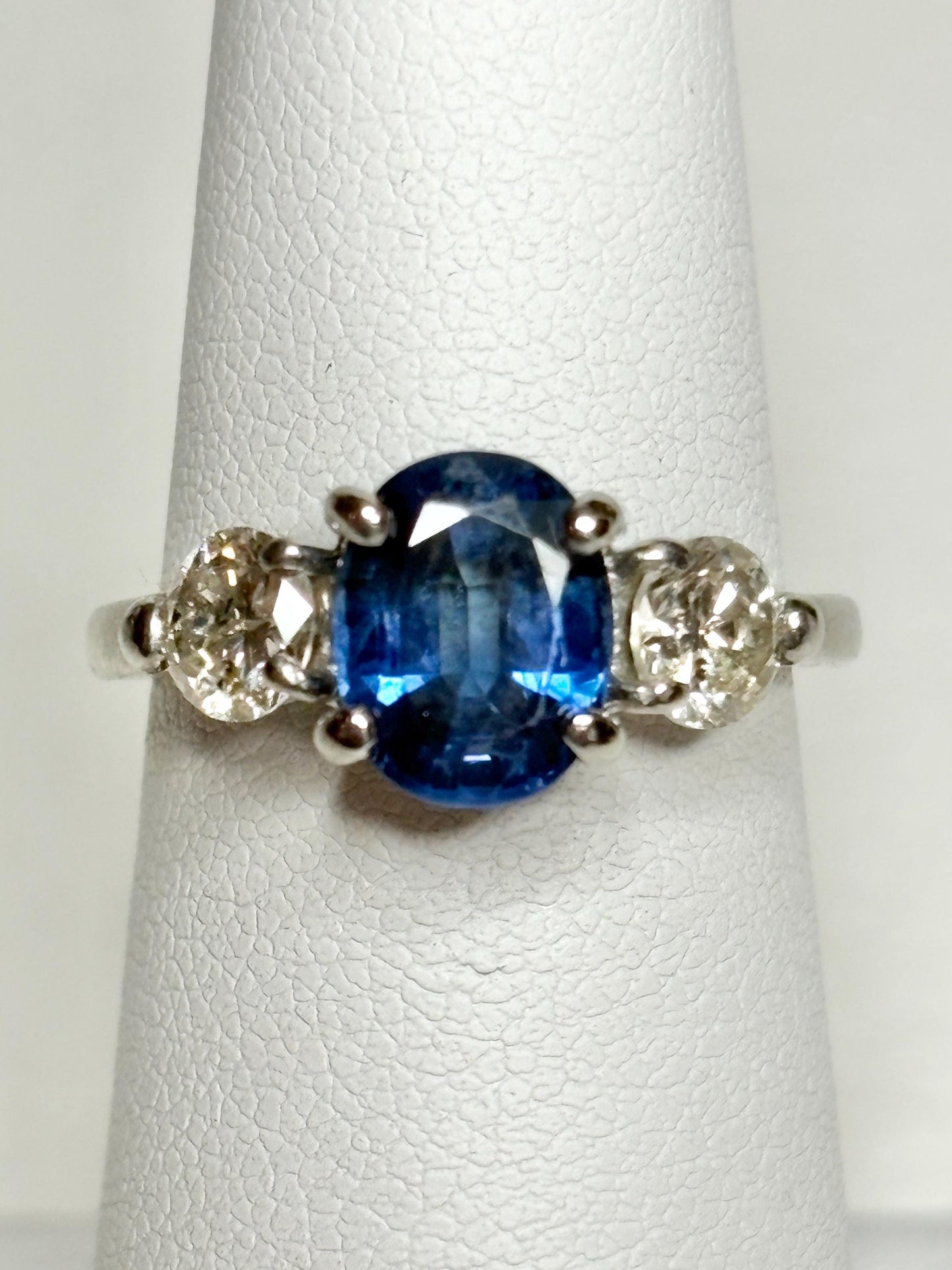 Sapphire and Diamond Platinum Band Ring size 5.5 - NewLifeJewelryVault