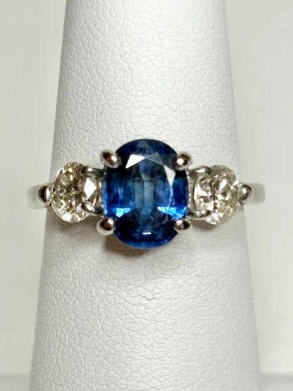 Sapphire and Diamond Platinum Band Ring size 5.5 - NewLifeJewelryVault