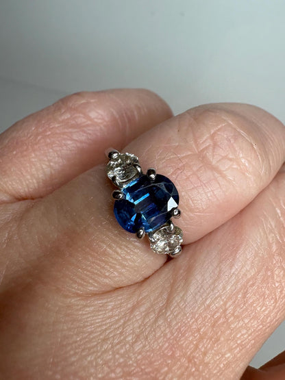 Sapphire and Diamond Platinum Band Ring size 5.5 - NewLifeJewelryVault