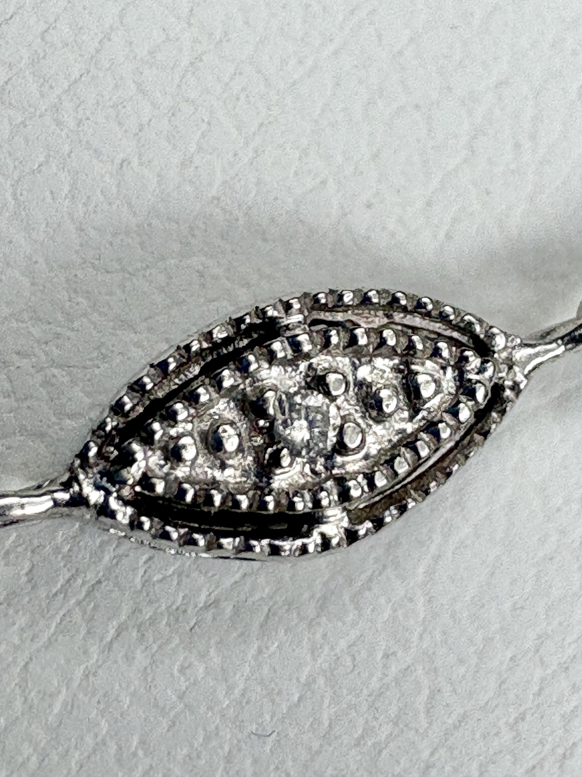 Vintage Two Toned Diamond Milgrain Station Necklace 14k Gold 5g Adjustable 16/17/18" - NewLifeJewelryVault