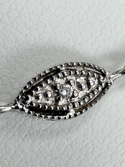Vintage Two Toned Diamond Milgrain Station Necklace 14k Gold 5g Adjustable 16/17/18" - NewLifeJewelryVault