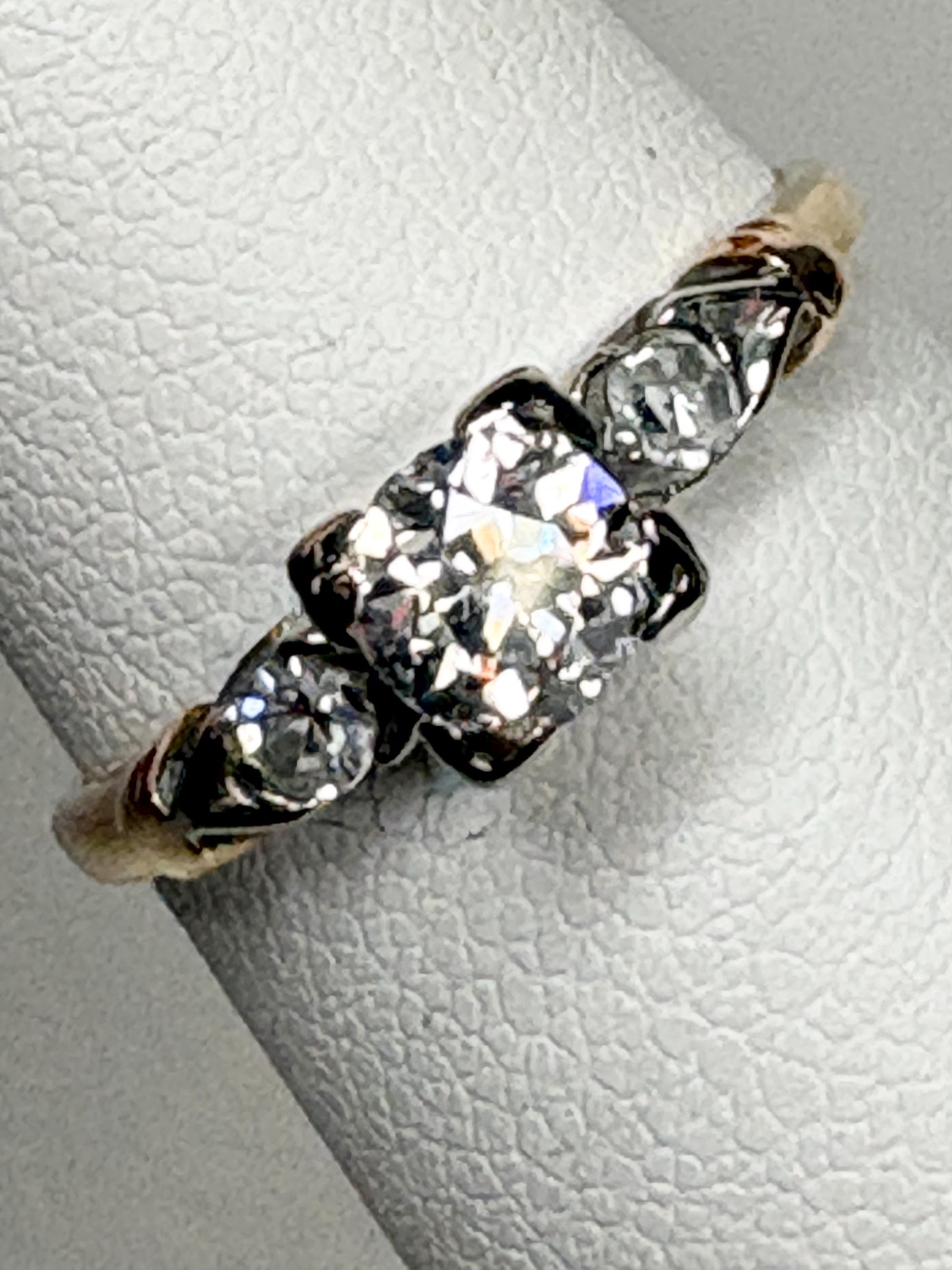 Retro Transition Cut Diamond Engagement Ring Two Tone 14k Gold size 5.25 - NewLifeJewelryVault