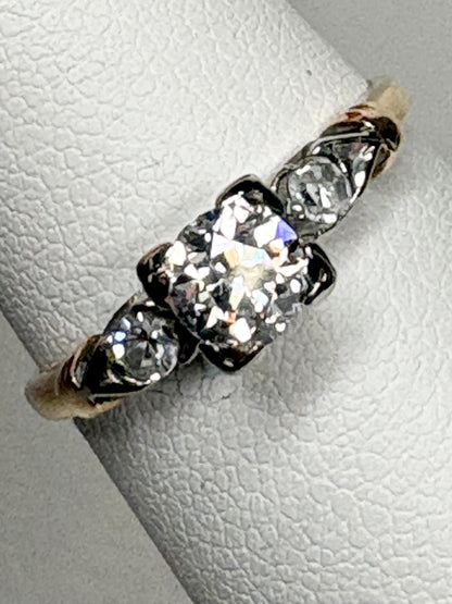 Retro Transition Cut Diamond Engagement Ring Two Tone 14k Gold size 5.25 - NewLifeJewelryVault