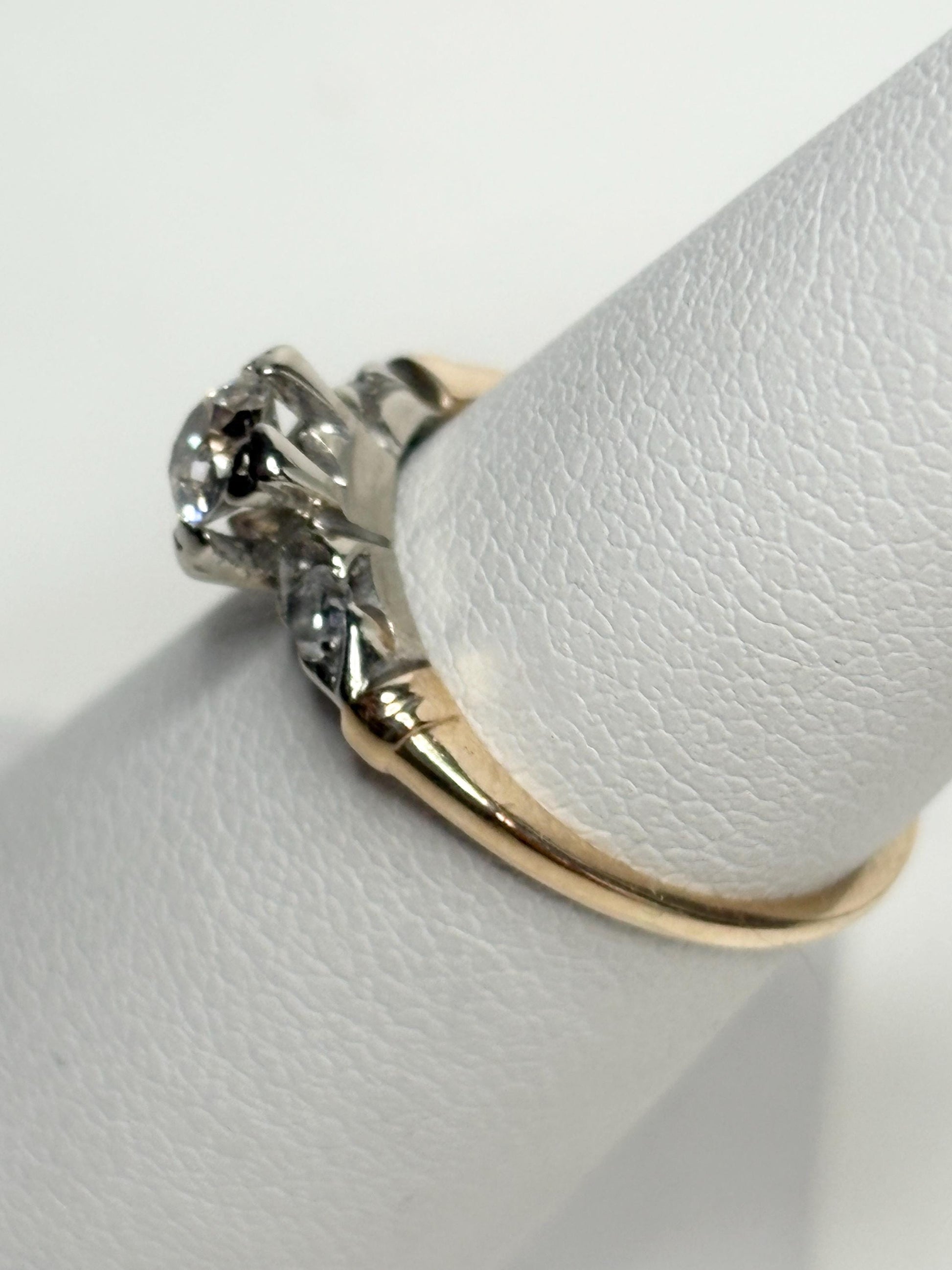 Retro Transition Cut Diamond Engagement Ring Two Tone 14k Gold size 5.25 - NewLifeJewelryVault