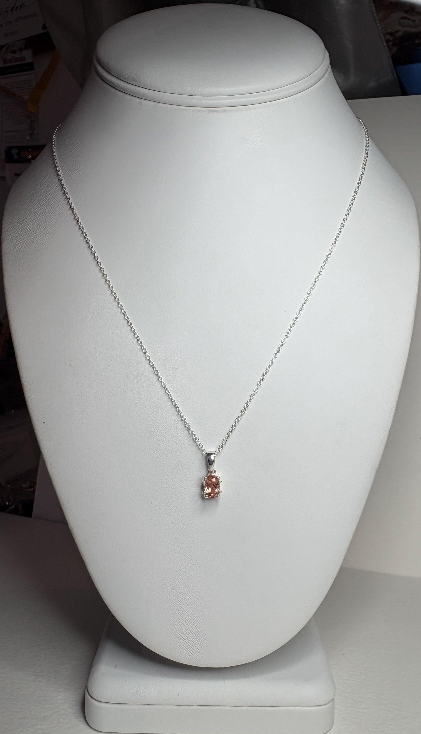 Oregon Sunstone Light Red Pendant Necklace Sterling Silver Adjustable 16-18" - NewLifeJewelryVault