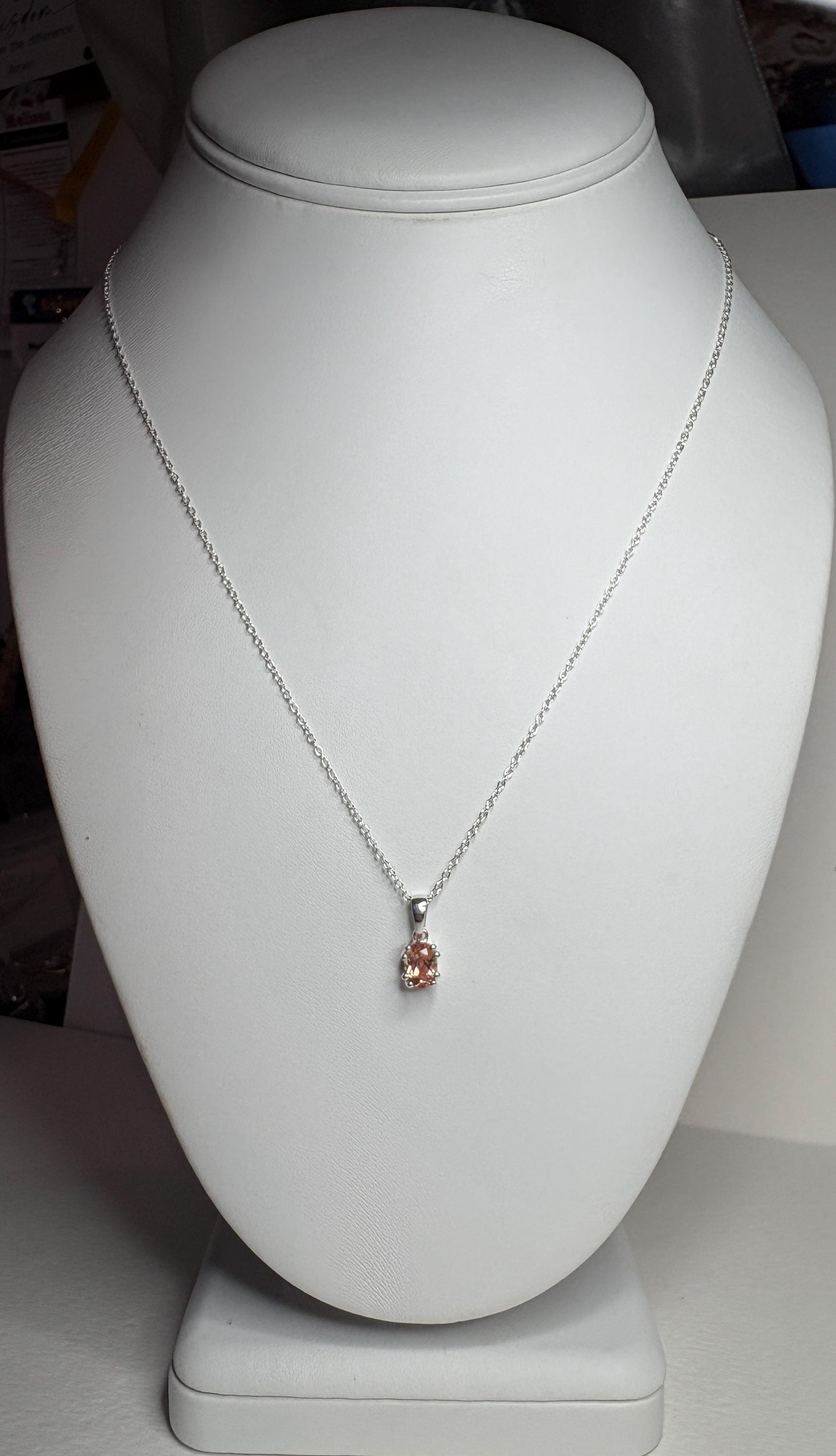 Oregon Sunstone Light Red Pendant Necklace Sterling Silver Adjustable 16-18" - NewLifeJewelryVault