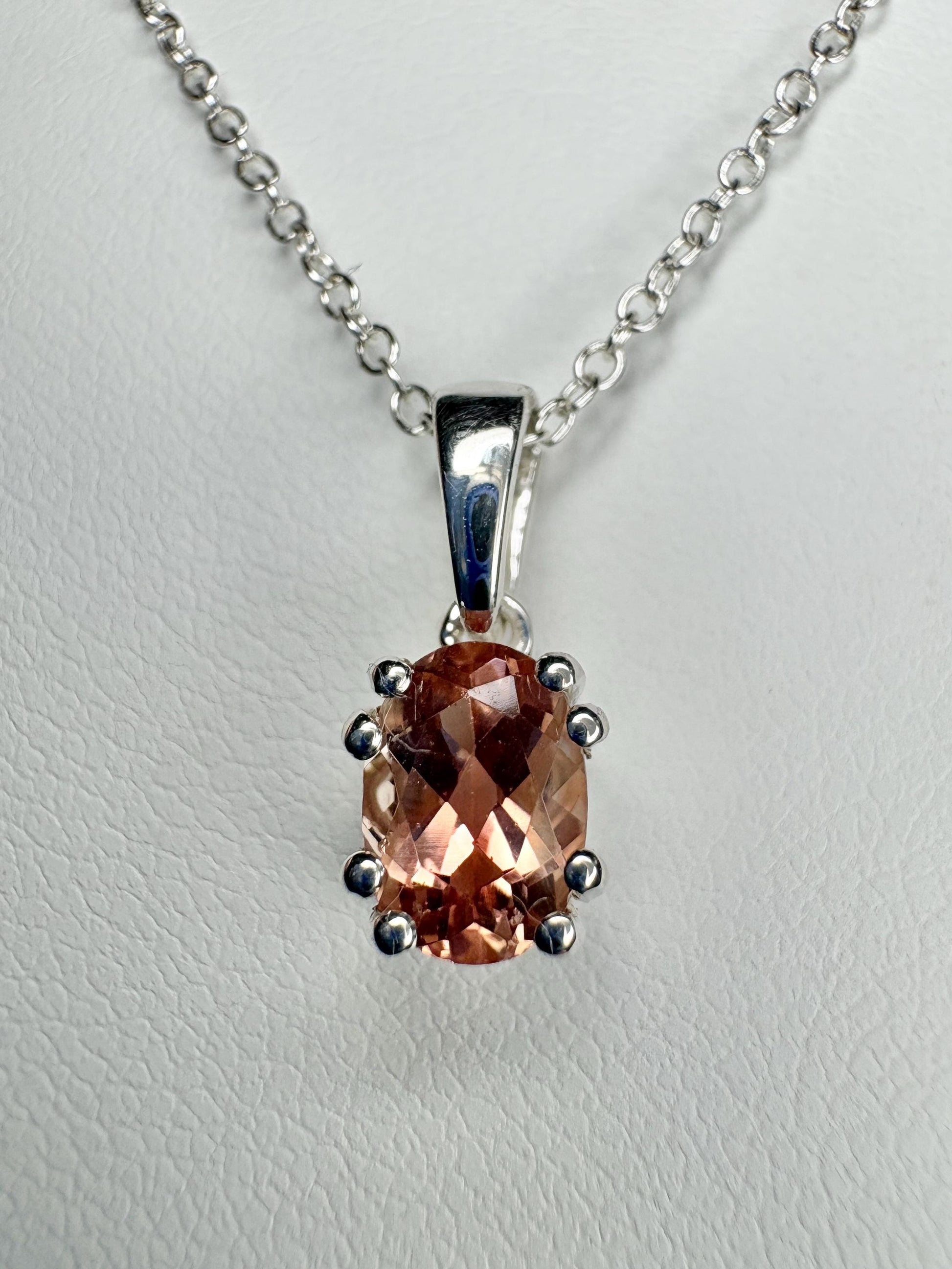 Oregon Sunstone Light Red Pendant Necklace Sterling Silver Adjustable 16-18" - NewLifeJewelryVault