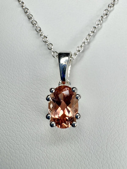 Oregon Sunstone Light Red Pendant Necklace Sterling Silver Adjustable 16-18" - NewLifeJewelryVault