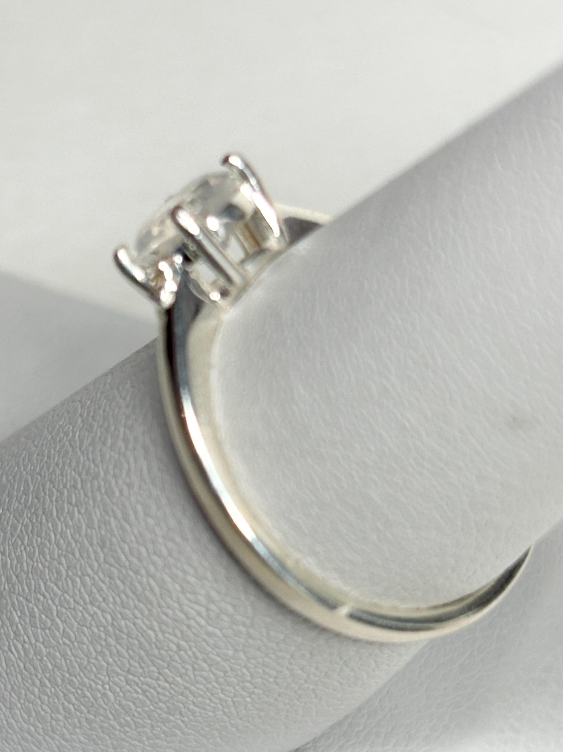 Rainbow Moonstone and Zircon Ring in Sterling Silver size 7 - NewLifeJewelryVault