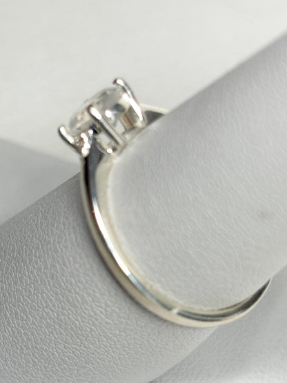 Rainbow Moonstone and Zircon Ring in Sterling Silver size 7 - NewLifeJewelryVault