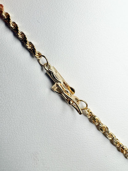 Faceted SOLID Rope Chain 2mm 19.5" 6.8g Solid 14k Gold - NewLifeJewelryVault