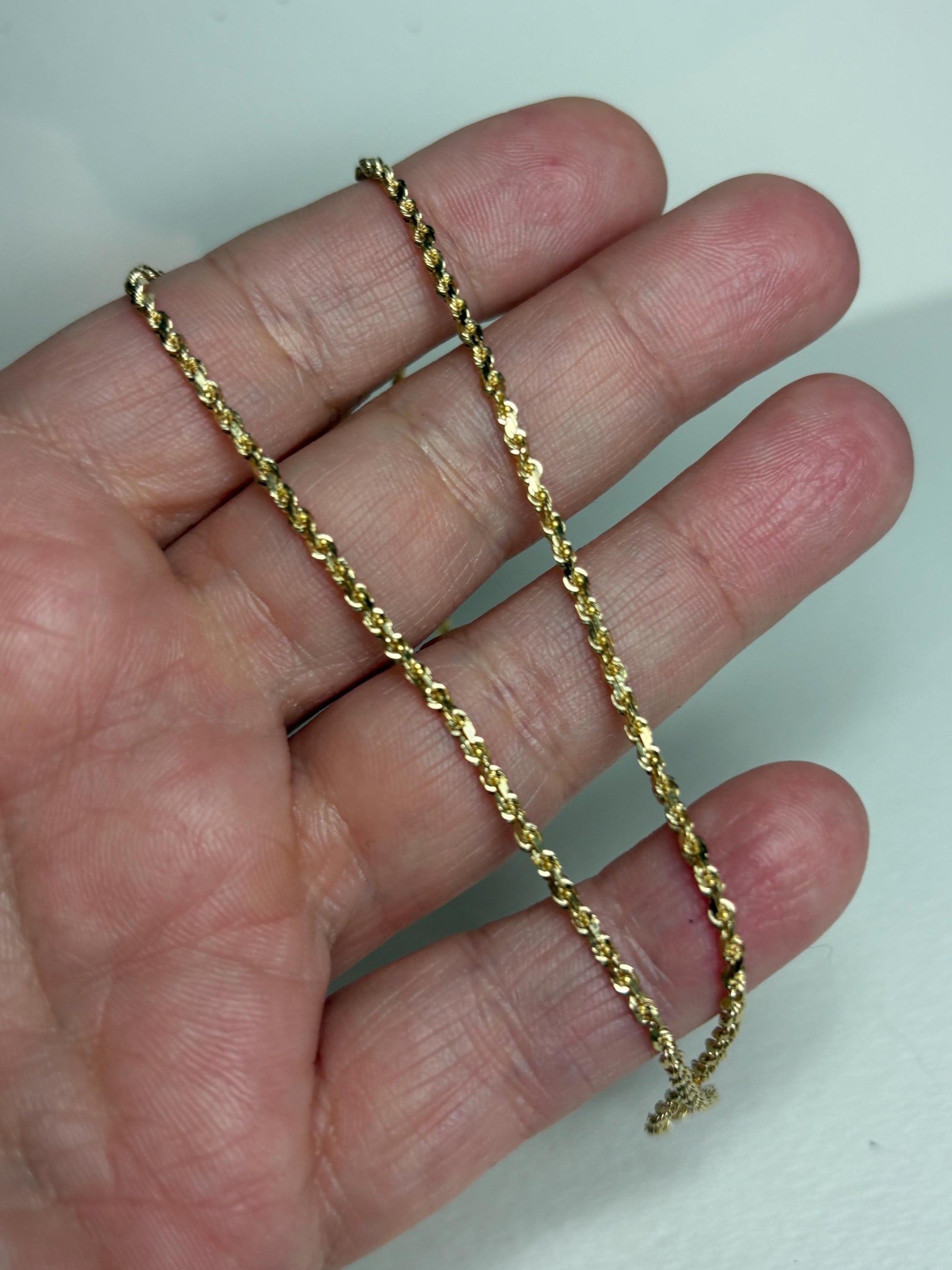 Faceted SOLID Rope Chain 2mm 19.5" 6.8g Solid 14k Gold - NewLifeJewelryVault