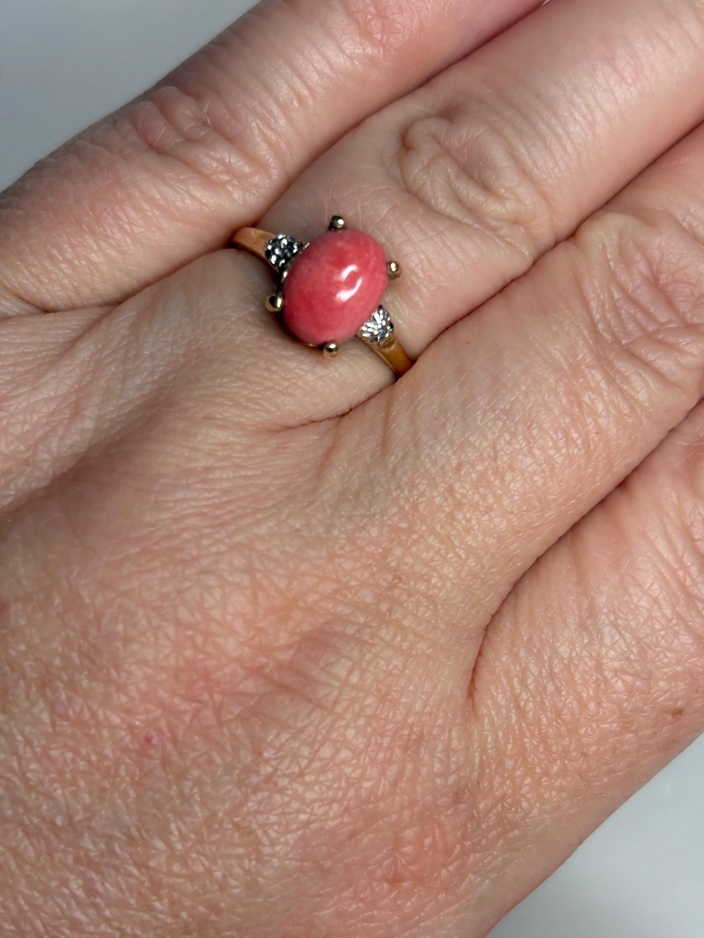 Oregon Sunset Opal and Diamond Ring 10k size 6.75 PLEASE READ - NewLifeJewelryVault