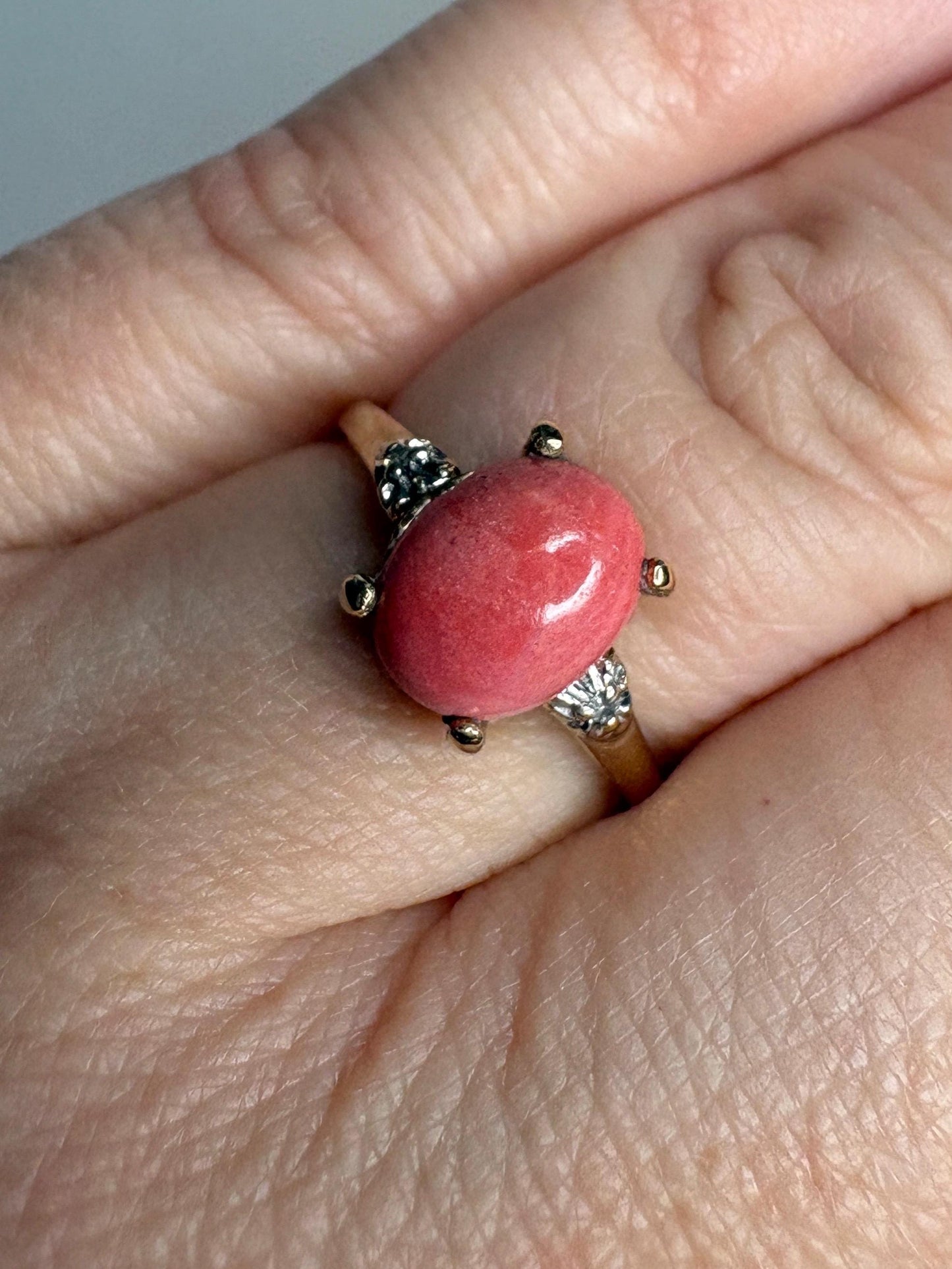 Oregon Sunset Opal and Diamond Ring 10k size 6.75 PLEASE READ - NewLifeJewelryVault