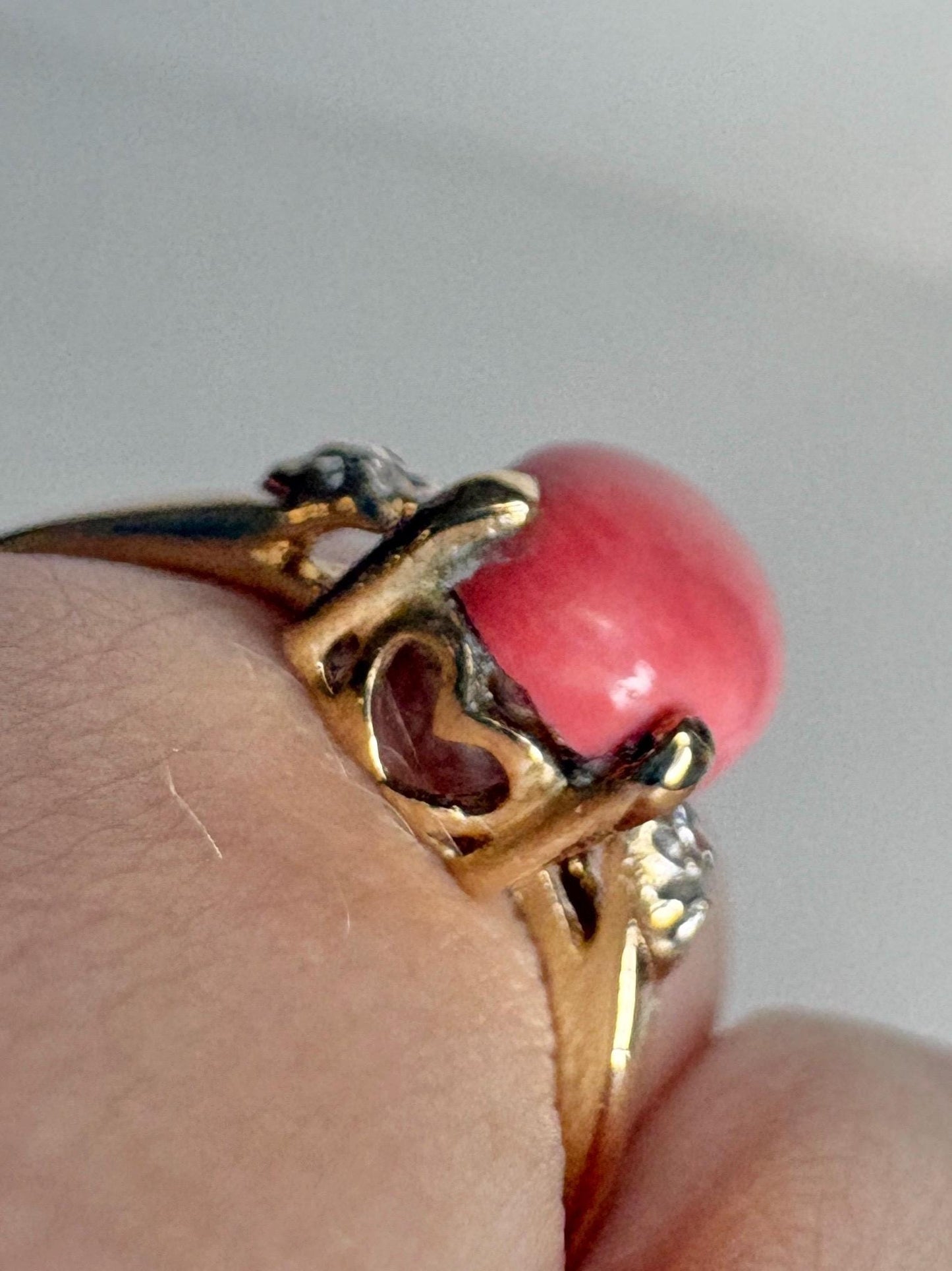 Oregon Sunset Opal and Diamond Ring 10k size 6.75 PLEASE READ - NewLifeJewelryVault