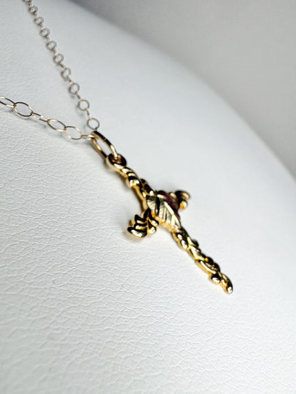 Black Hills Gold Cross Necklace Solid 10k with 9k Chain 16" - NewLifeJewelryVault