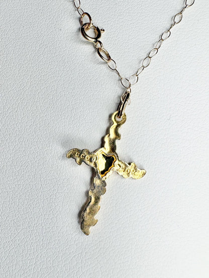 Black Hills Gold Cross Necklace Solid 10k with 9k Chain 16" - NewLifeJewelryVault