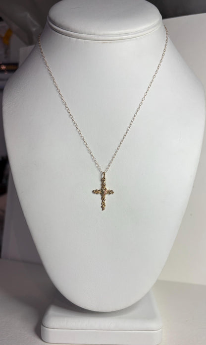 Black Hills Gold Cross Necklace Solid 10k with 9k Chain 16" - NewLifeJewelryVault