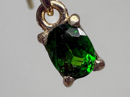 Dainty Chrome Diopside Dangle Drop Earrings in Solid 9k Gold - NewLifeJewelryVault