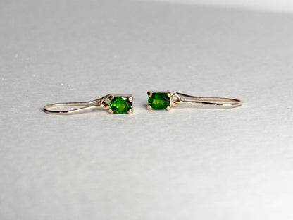 Dainty Chrome Diopside Dangle Drop Earrings in Solid 9k Gold - NewLifeJewelryVault
