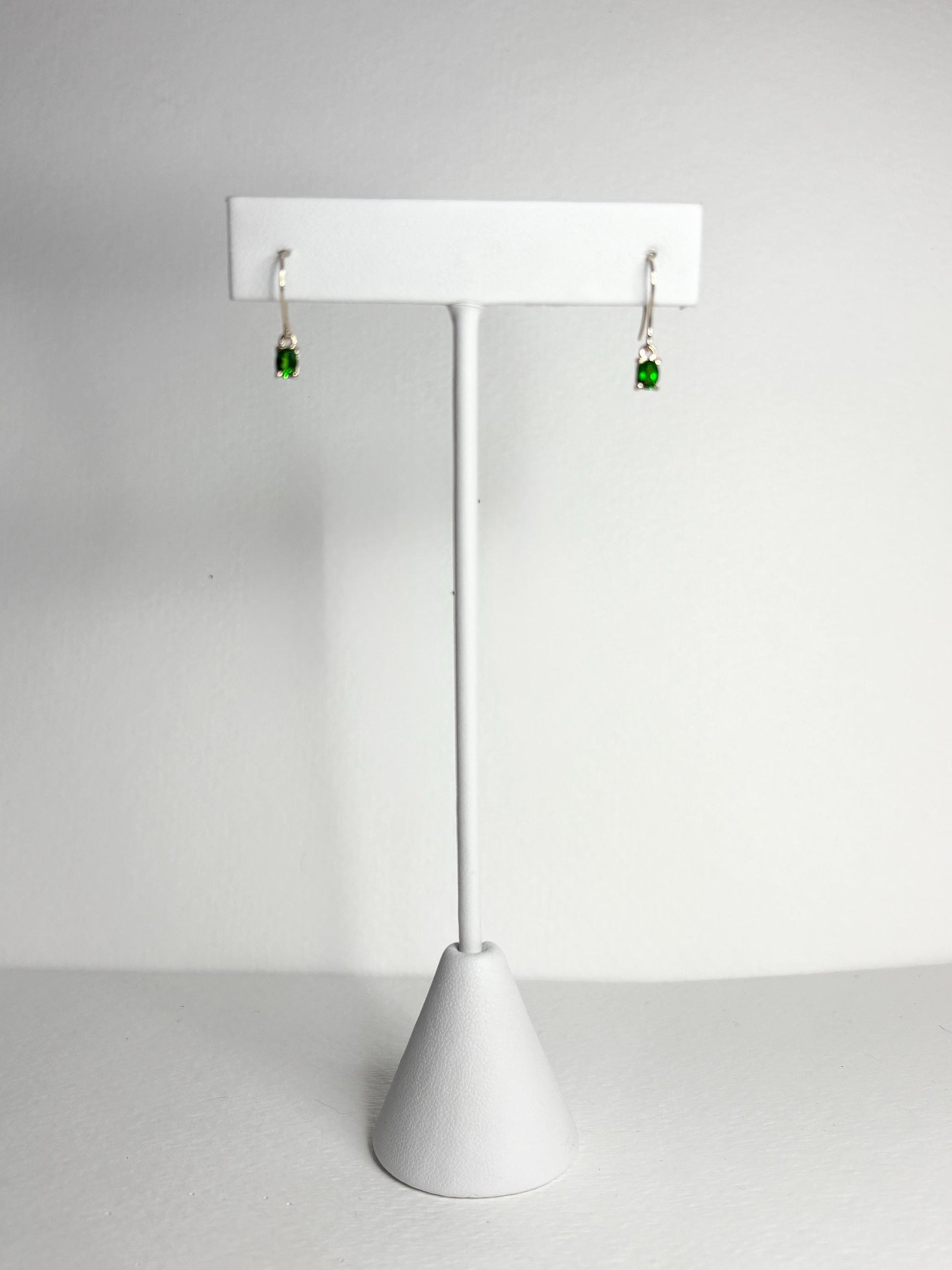Dainty Chrome Diopside Dangle Drop Earrings in Solid 9k Gold - NewLifeJewelryVault