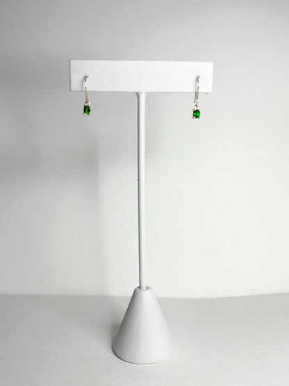 Dainty Chrome Diopside Dangle Drop Earrings in Solid 9k Gold - NewLifeJewelryVault