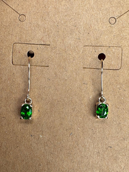 Dainty Chrome Diopside Dangle Drop Earrings in Solid 9k Gold - NewLifeJewelryVault