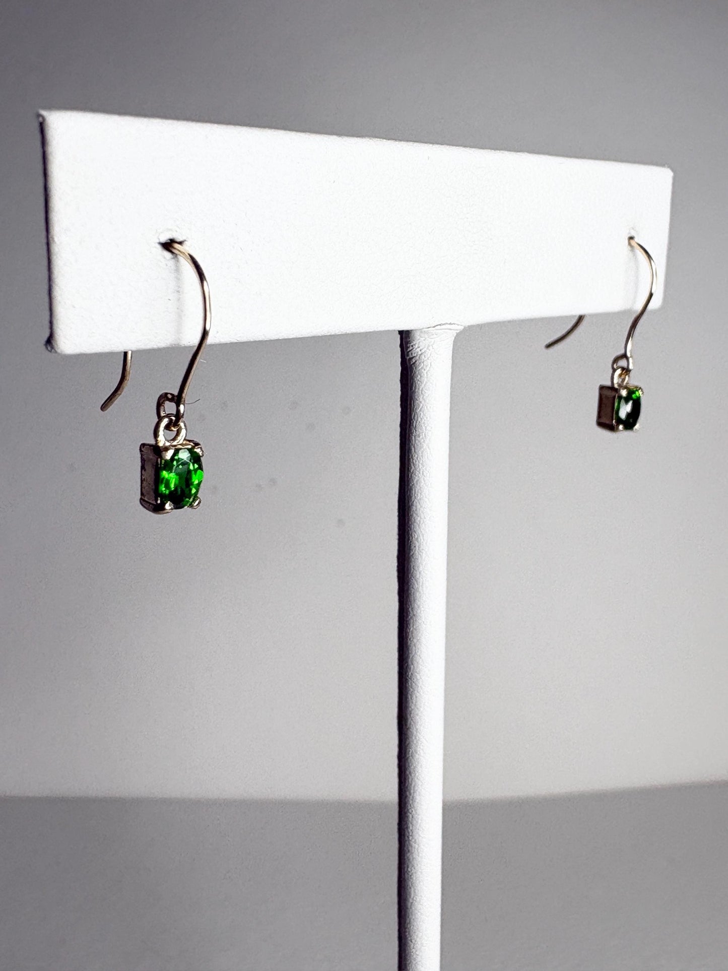 Dainty Chrome Diopside Dangle Drop Earrings in Solid 9k Gold - NewLifeJewelryVault
