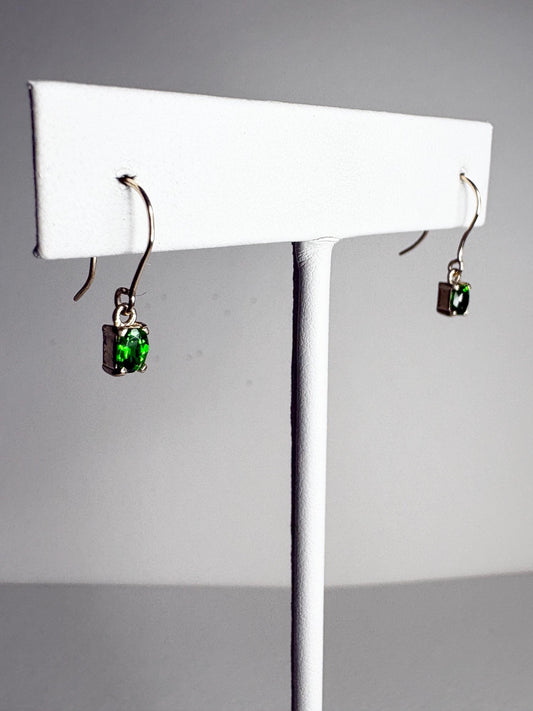 Dainty Chrome Diopside Dangle Drop Earrings in Solid 9k Gold - NewLifeJewelryVault