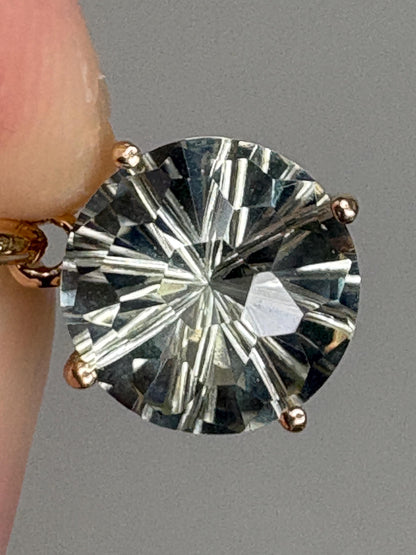 Fancy Cut Prasiolite Solitaire Pendant Necklace 9k Gold 16" - NewLifeJewelryVault