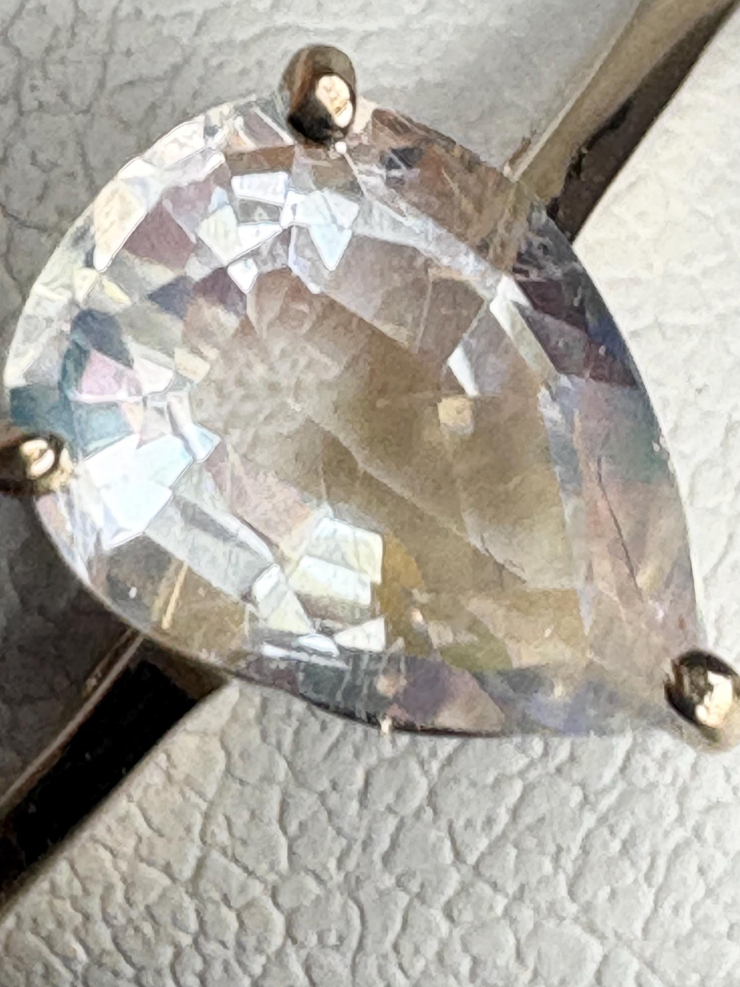 Madagascar Rainbow Moonstone Pear Solitaire Ring 9k Gold size 7 - NewLifeJewelryVault