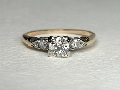 Retro Transition Cut Diamond Engagement Ring Two Tone 14k Gold size 5.25 - NewLifeJewelryVault