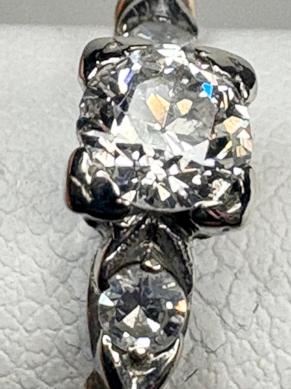 Retro Transition Cut Diamond Engagement Ring Two Tone 14k Gold size 5.25 - NewLifeJewelryVault