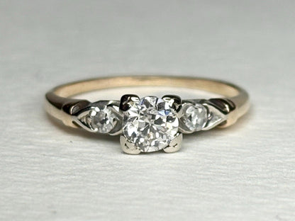 Retro Transition Cut Diamond Engagement Ring Two Tone 14k Gold size 5.25 - NewLifeJewelryVault