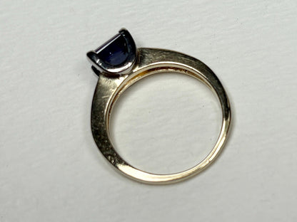 Lab Grown Alexandrite and Channel Set Diamond Band Ring Solid Two Toned 10k Gold size 6 - NewLifeJewelryVault