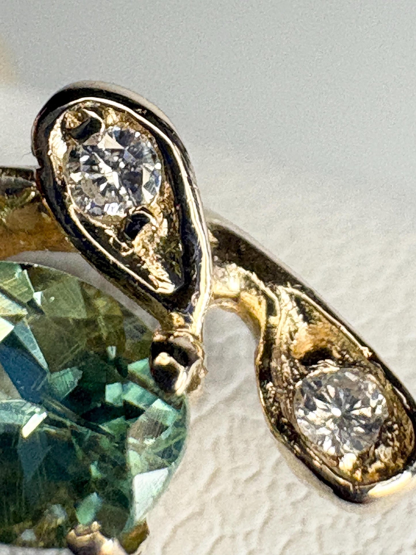 Paraiba Tourmaline from Mozambique and Diamond Cascading Ring Solid 14k Gold size 6.25 - NewLifeJewelryVault