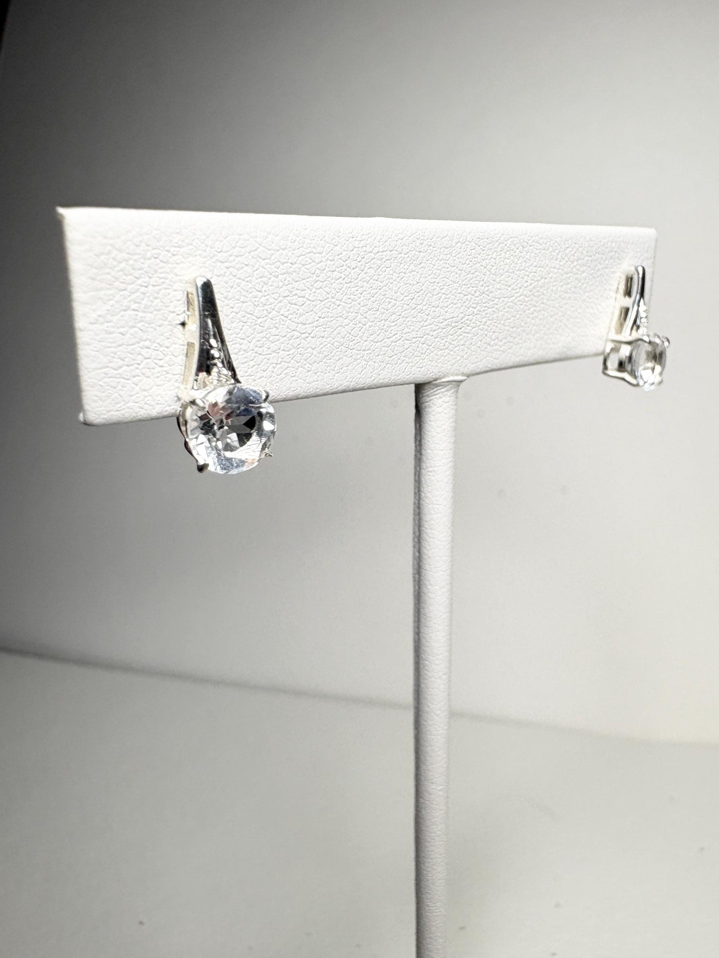 Quartz and Zircon Drop Stud Earrings Sterling Silver - NewLifeJewelryVault