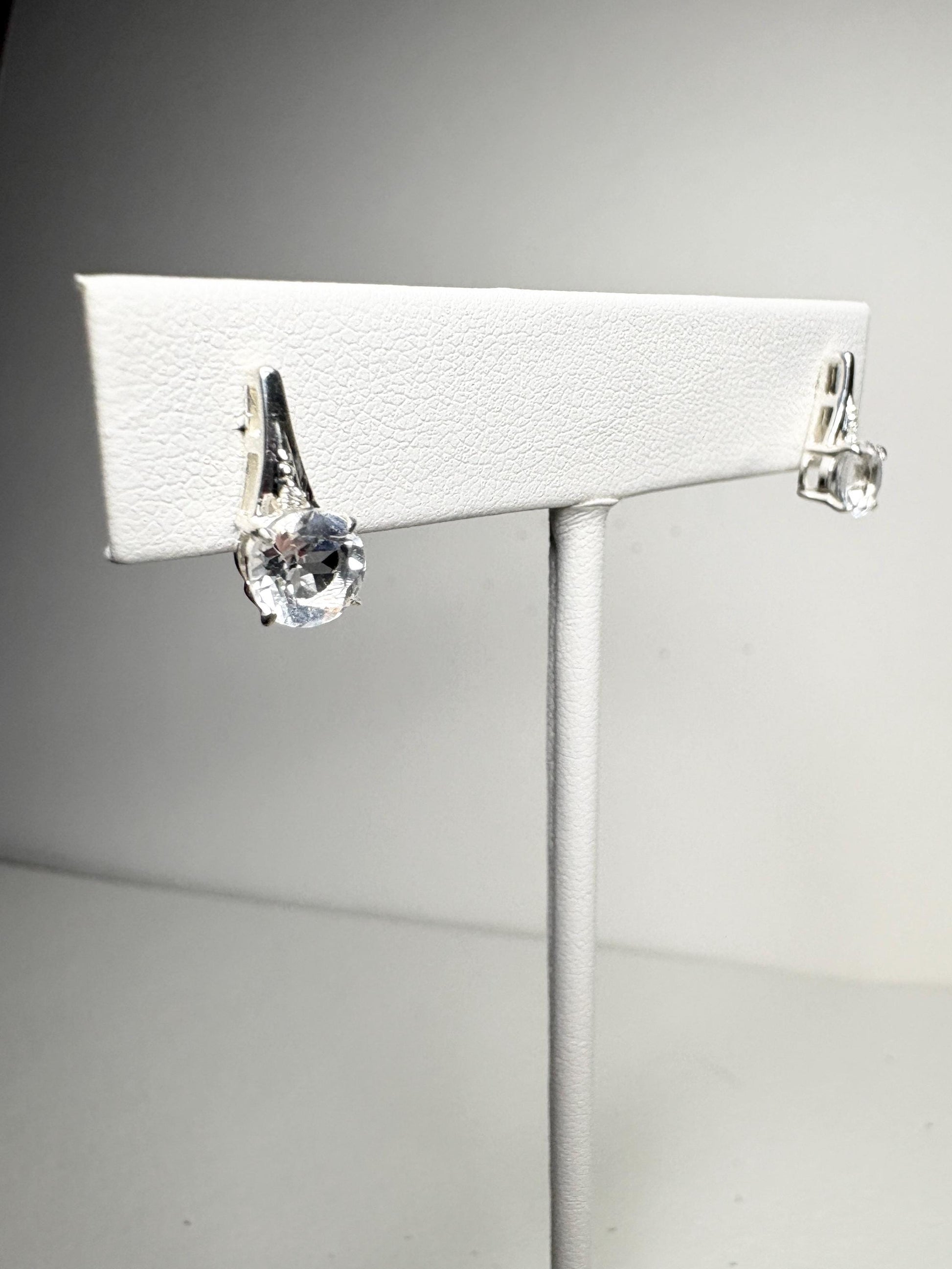 Quartz and Zircon Drop Stud Earrings Sterling Silver - NewLifeJewelryVault