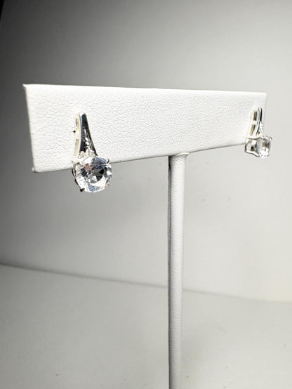 Quartz and Zircon Drop Stud Earrings Sterling Silver - NewLifeJewelryVault