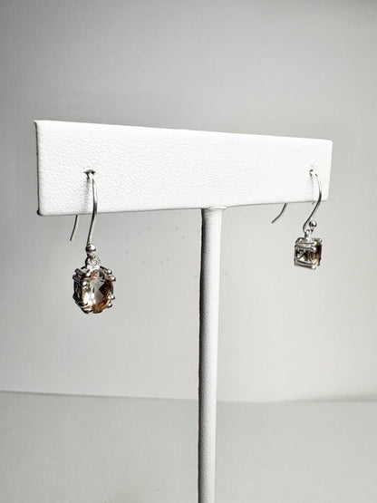 Oregon Sunstone Bi Color Dangle Drop Earrings Sterling Silver - NewLifeJewelryVault