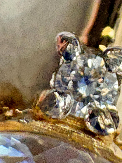 Madagascar Rainbow Moonstone and Diamond Ring 9k Gold size 7 - NewLifeJewelryVault